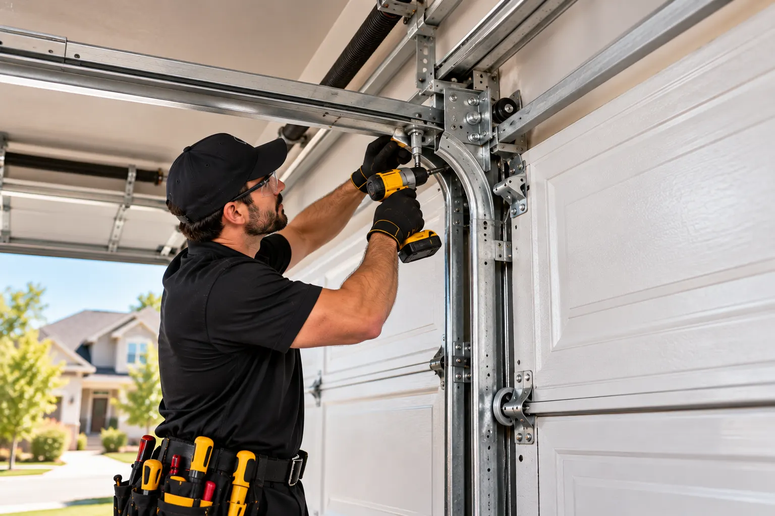 Garage door track bracket alignment — Track repair