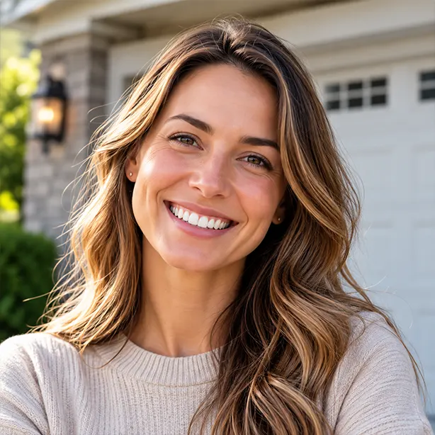 Woman with brown hair — Home