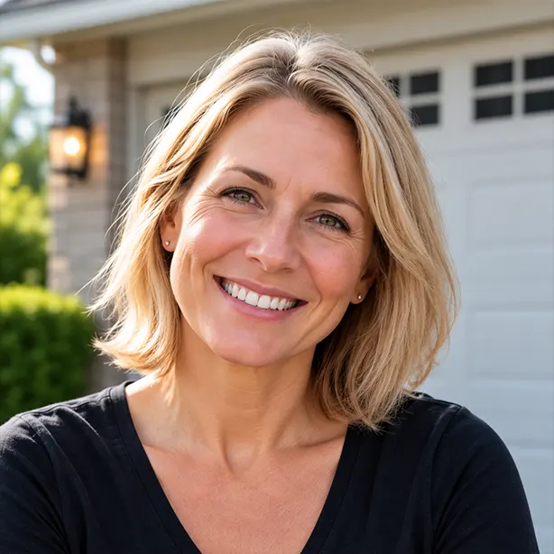 Woman with blonde hair — Home