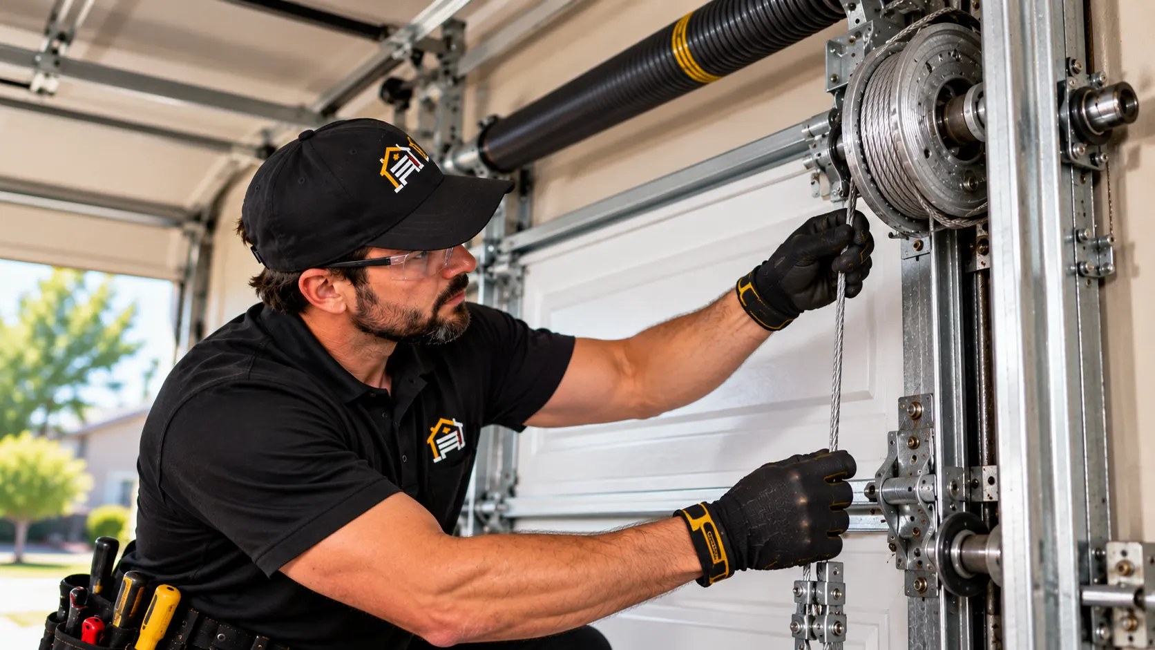 Restored garage cable after repair — Cable repair