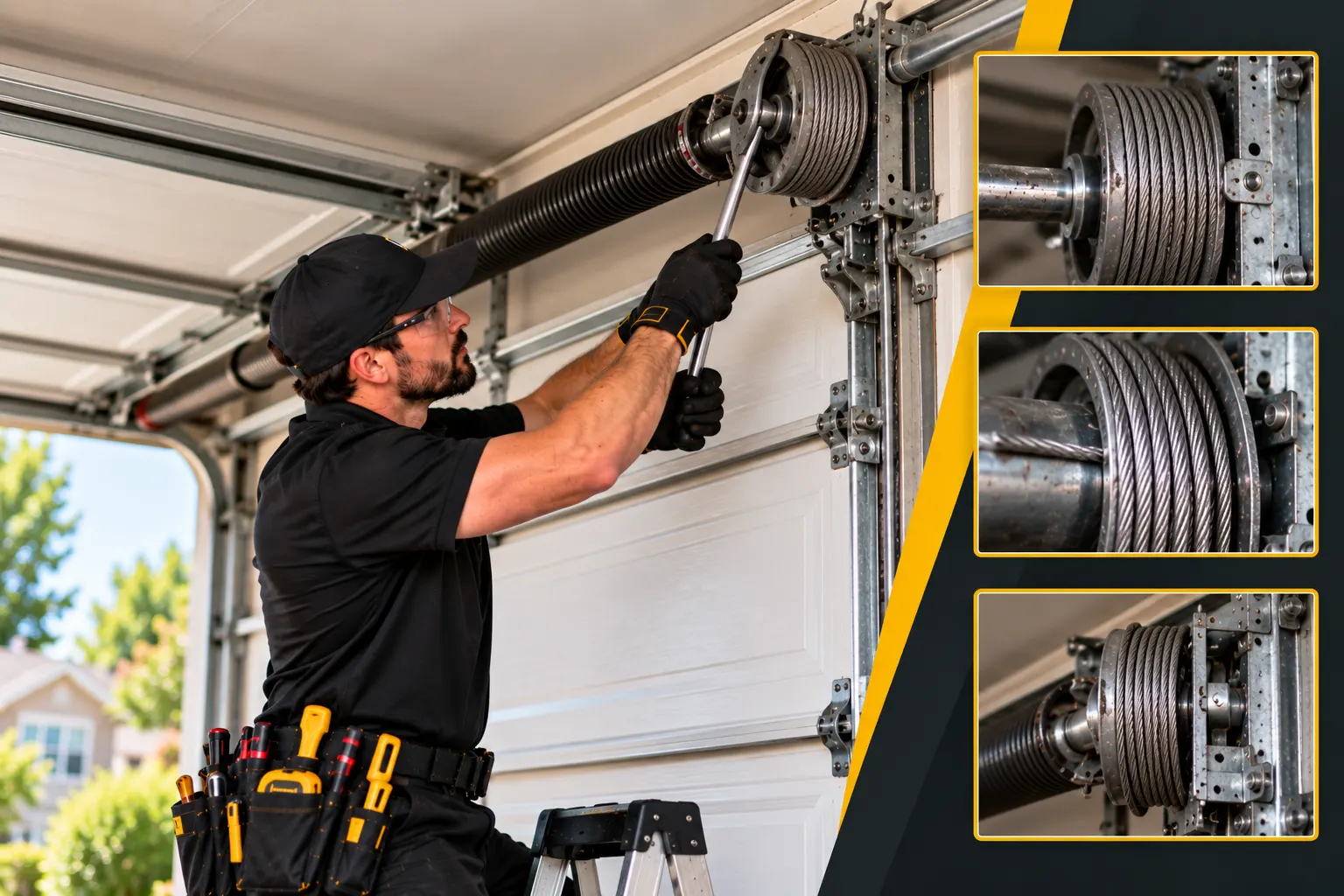 Garage door cable drum alignment — Cable repair