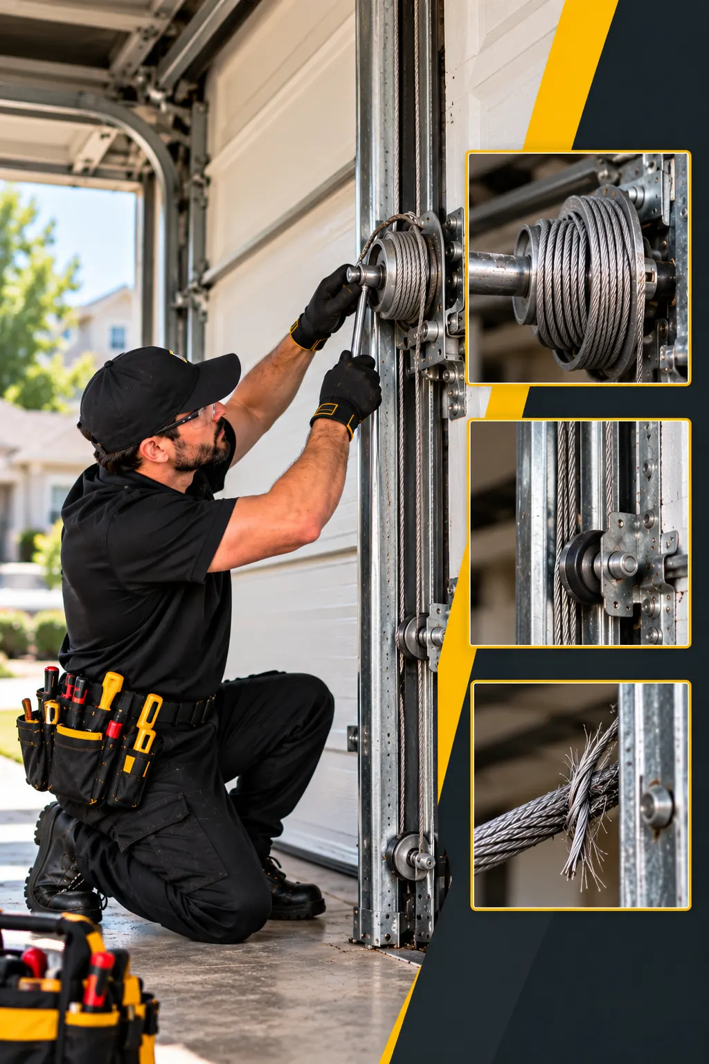 Garage door cable repair showcase — Cable repair