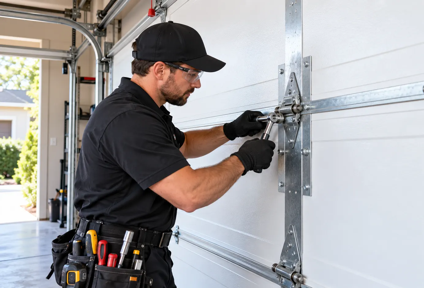 Garage door hinge reinforcement — Panel repair