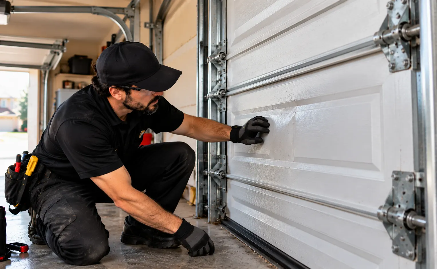 Garage door panel and hardware inspection — Panel repair