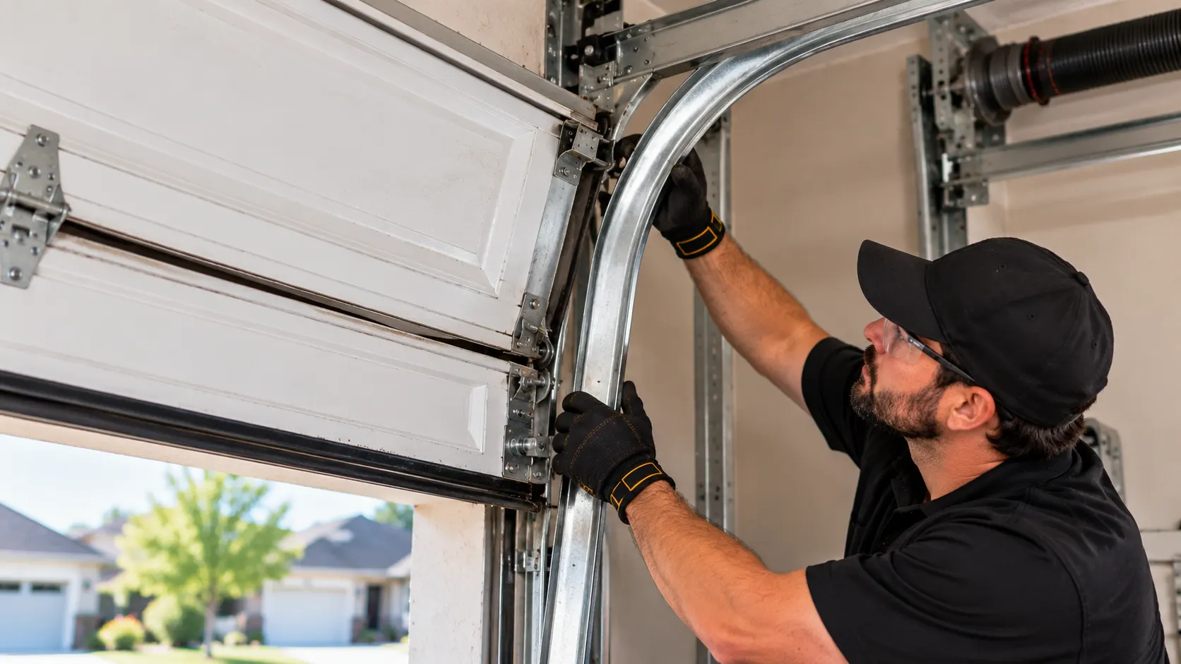 Garage door track realignment — Emergency