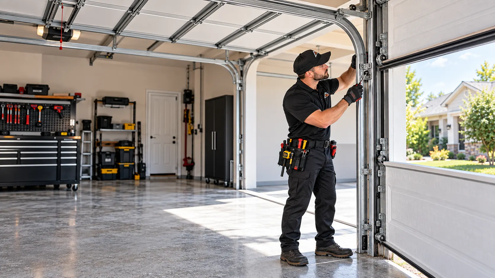 Garage track servicing — Track repair