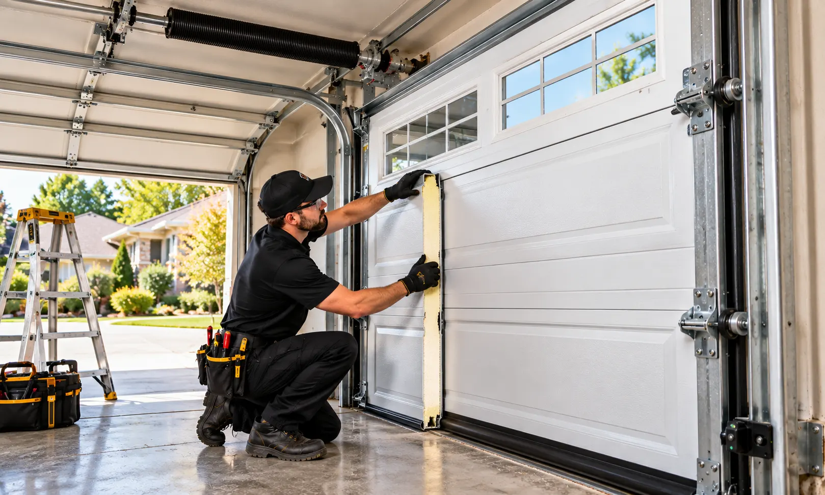 Insulated garage door installation — Installation