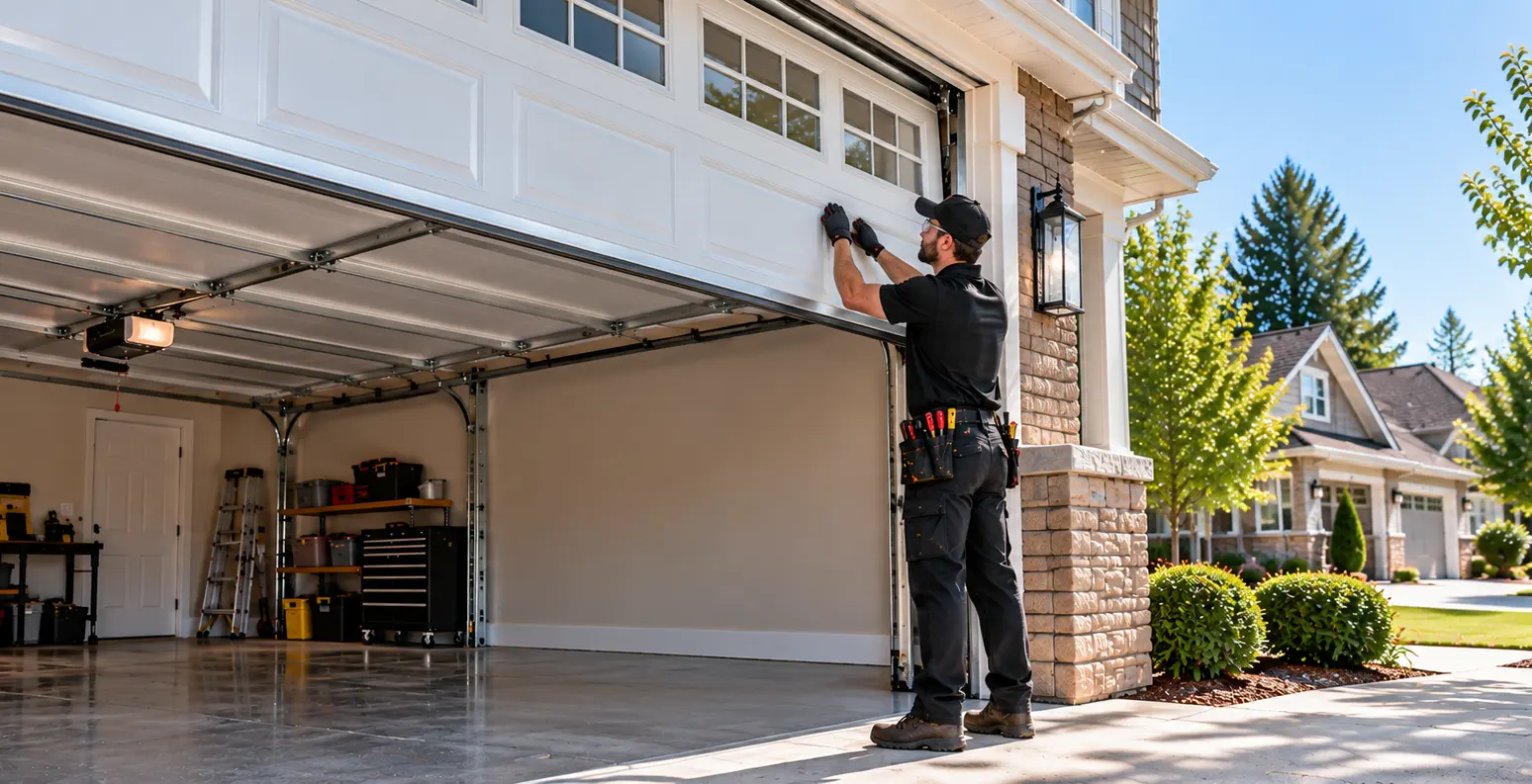 Raised residential garage door — Residential