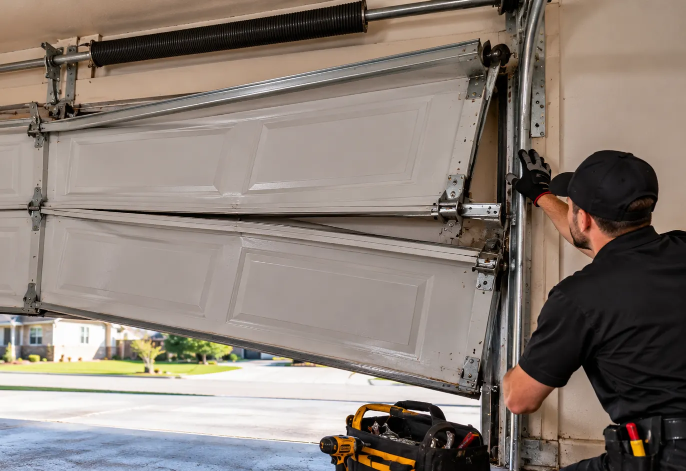 Urgent garage door stabilization — Emergency