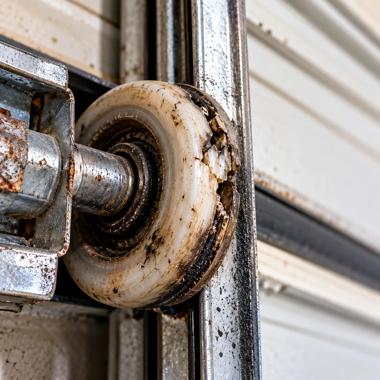 Worn roller assembly before repair — Roller repair